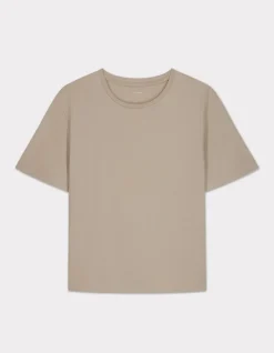 Biologisch katoenen T-shirt met ronde hals - beige