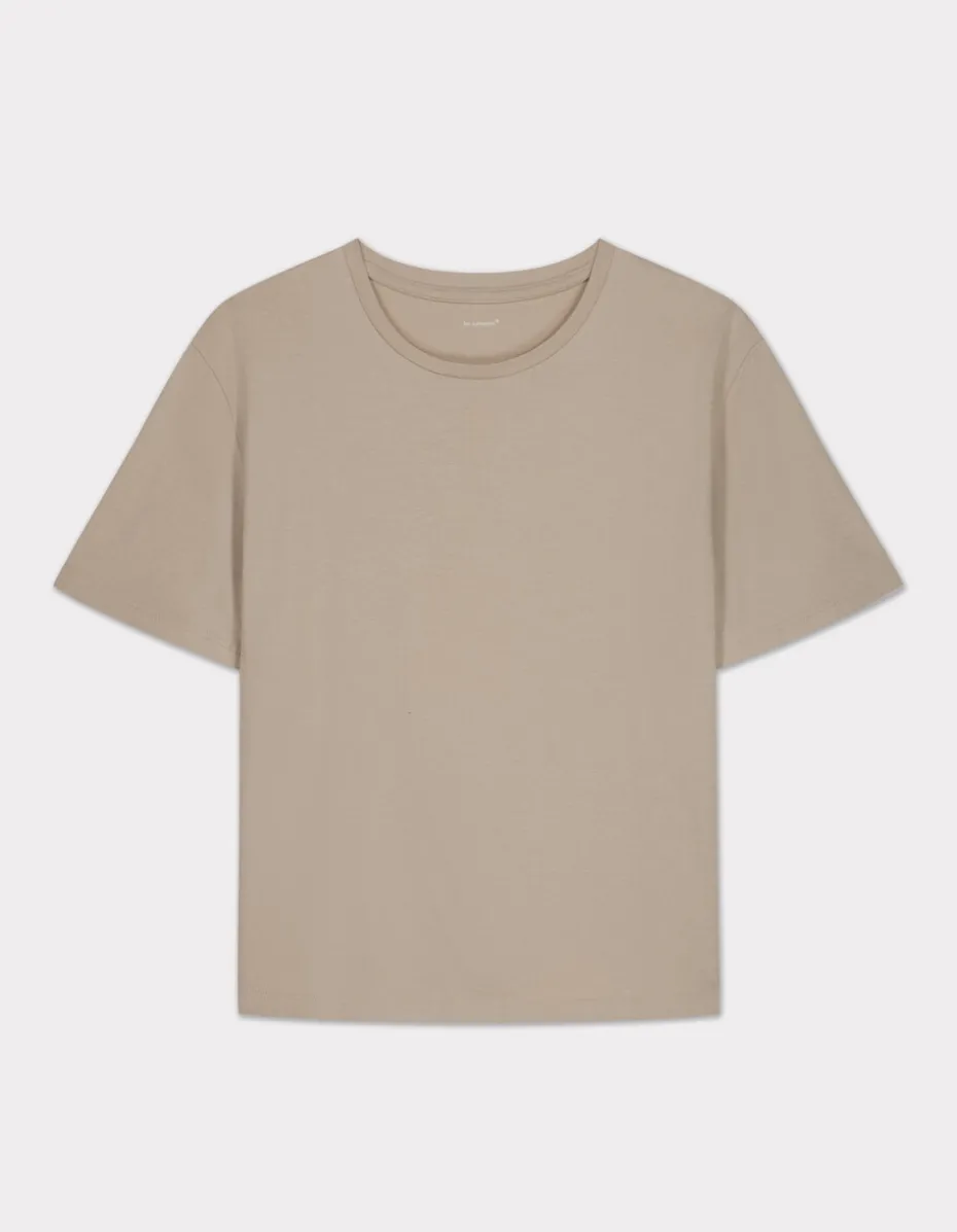 Biologisch katoenen T-shirt met ronde hals - beige
