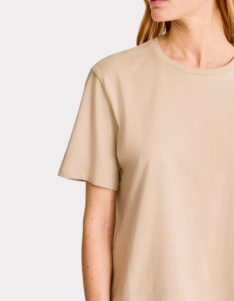 Biologisch katoenen T-shirt met ronde hals - beige