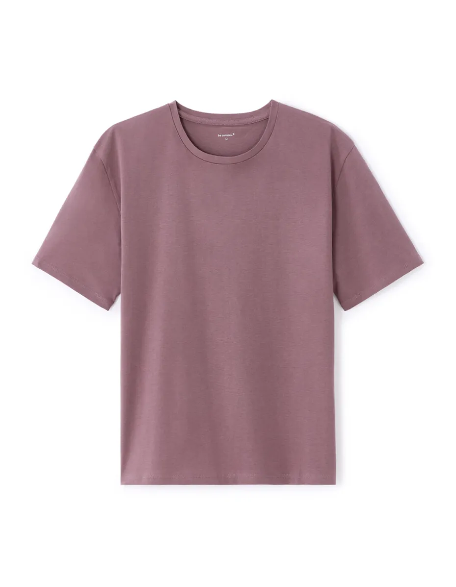 Biologisch katoenen T-shirt met ronde hals - paars