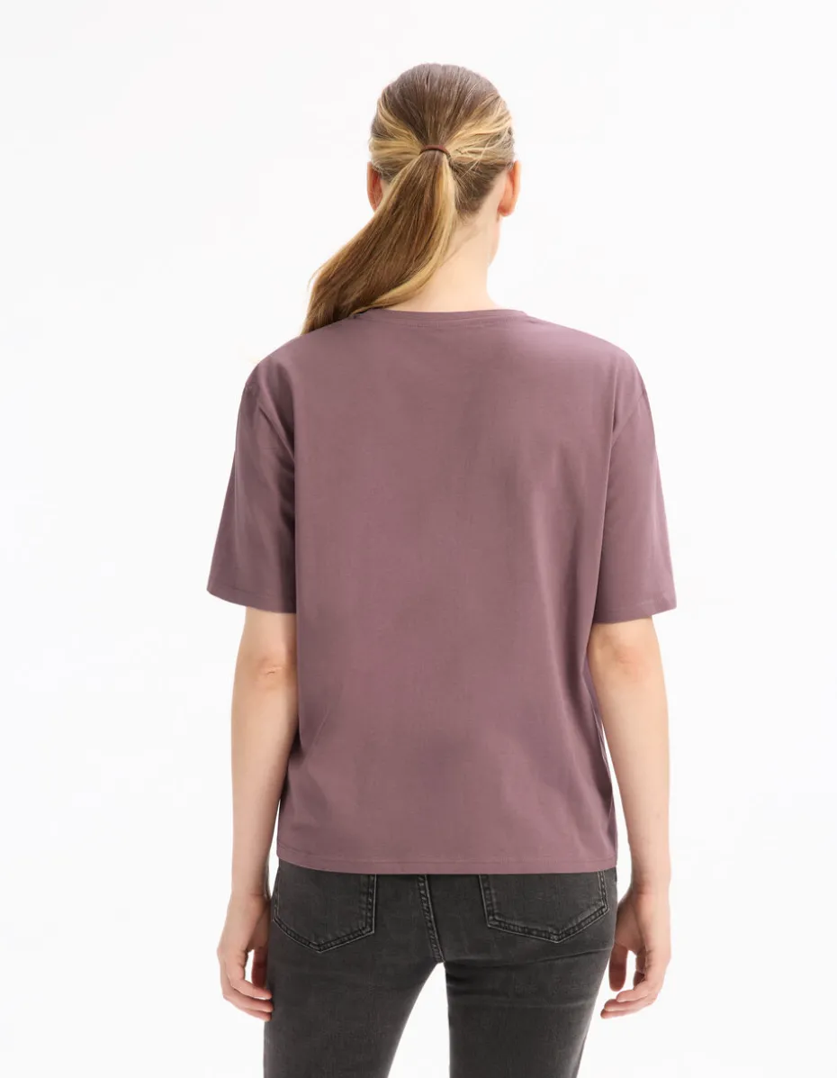 Biologisch katoenen T-shirt met ronde hals - paars