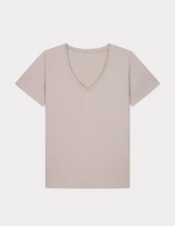 Biologisch katoenen V-hals t-shirt - beige