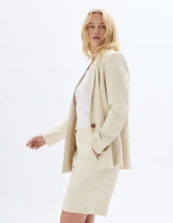 Blazer met opgestikte zakken - beige