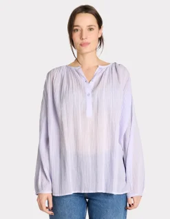 Blouse met ronde hals en knoopjes - paars