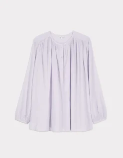 Blouse met ronde hals en knoopjes - paars