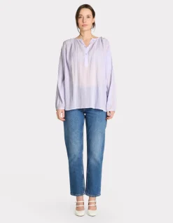 Blouse met ronde hals en knoopjes - paars