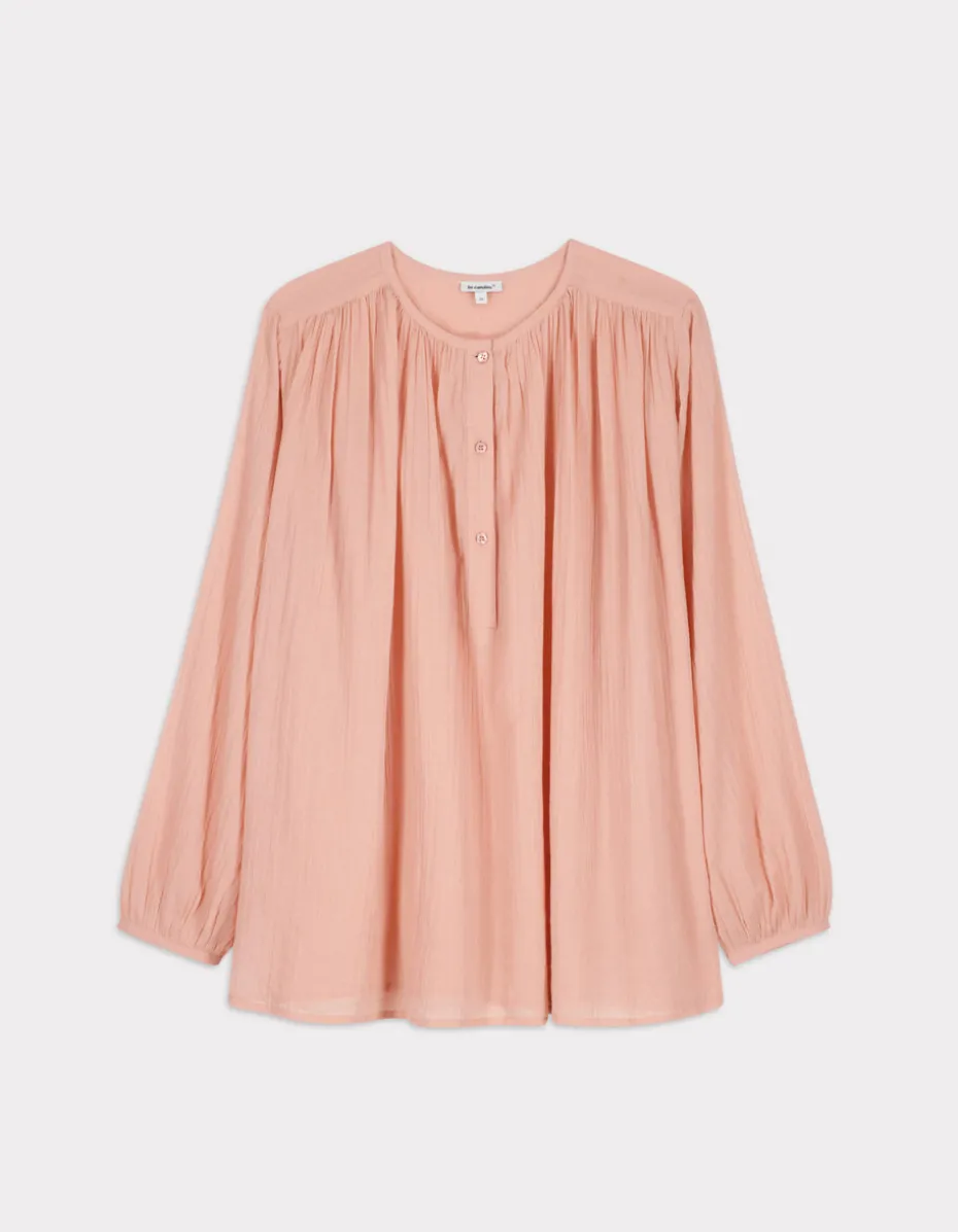 Blouse met ronde hals en knoopjes - roze