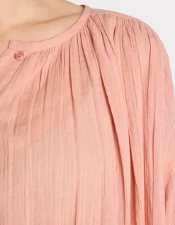 Blouse met ronde hals en knoopjes - roze