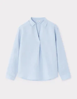Blouse van 100% linnen - Blauw
