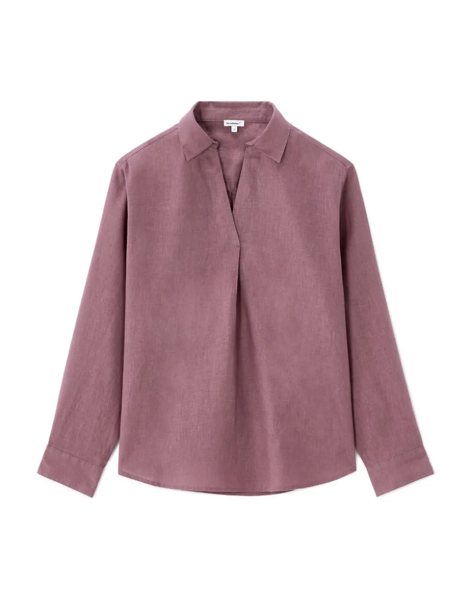 Blouse van 100% linnen - Paars