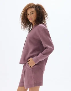 Blouse van 100% linnen - Paars