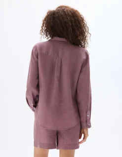 Blouse van 100% linnen - Paars