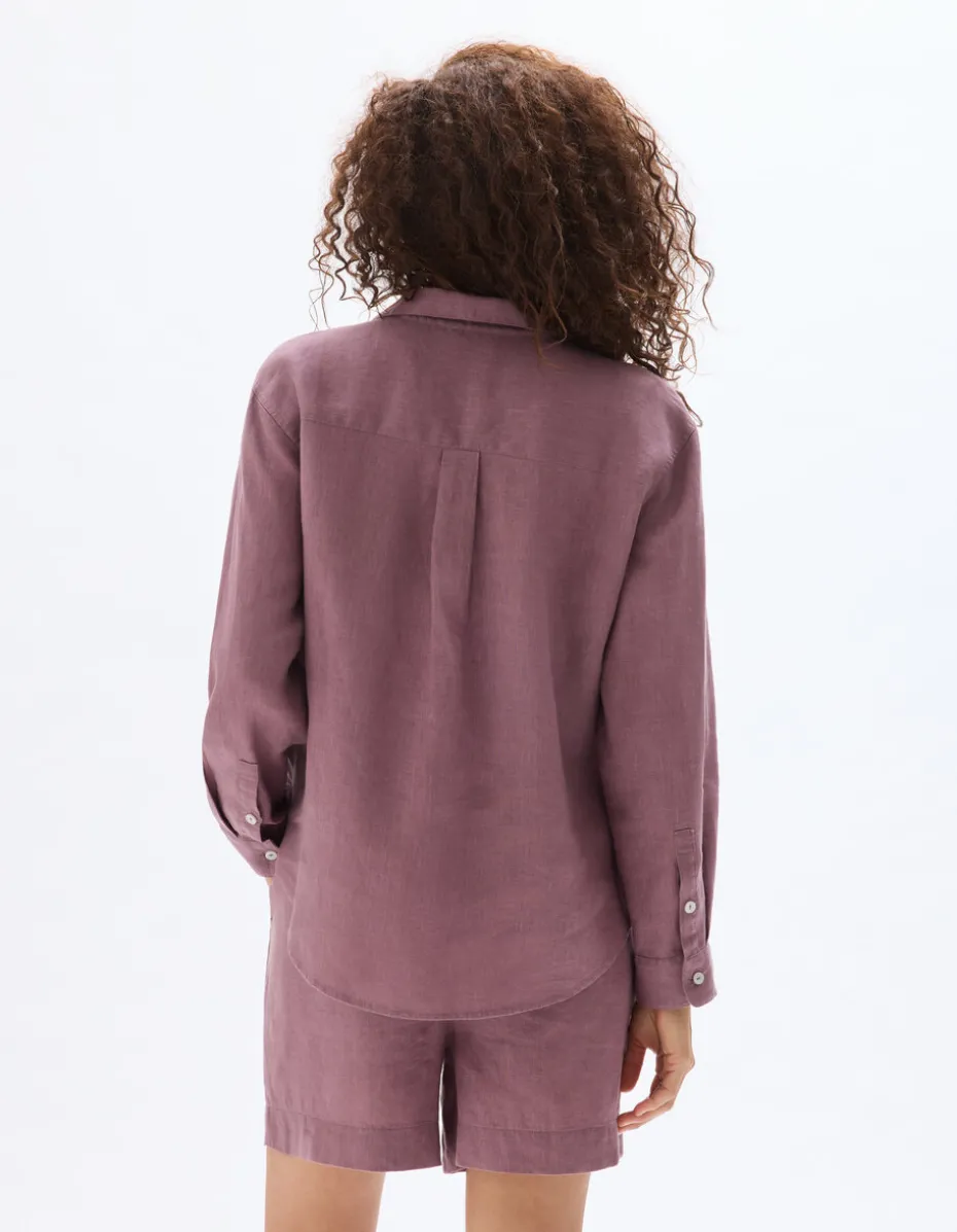 Blouse van 100% linnen - Paars