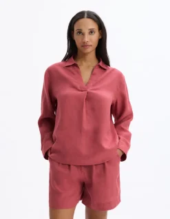 Blouse van 100% linnen - Roze