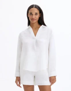 Blouse van 100% linnen - Wit