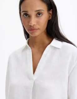 Blouse van 100% linnen - Wit