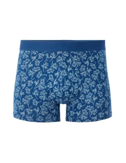 Boxershorts met bladprint - marineblauw