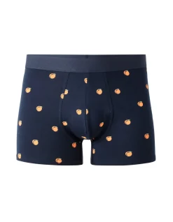 Boxershorts met perzikprint - marineblauw