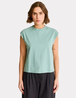 Boxy katoenen mouwloos t-shirt - groen