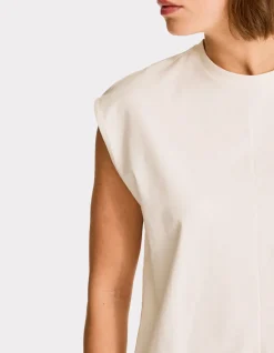 Boxy katoenen mouwloos T-shirt - ecru