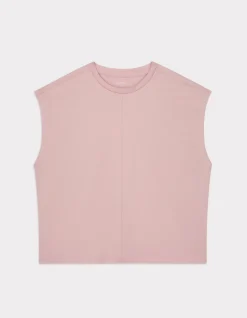 Boxy katoenen mouwloos t-shirt - roze