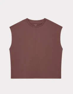 Boxy katoenen mouwloos t-shirt - roze