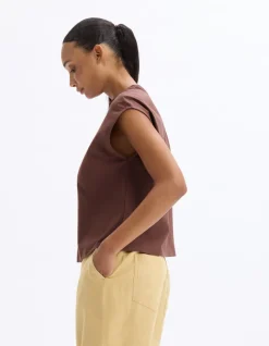 Boxy katoenen mouwloos t-shirt - roze