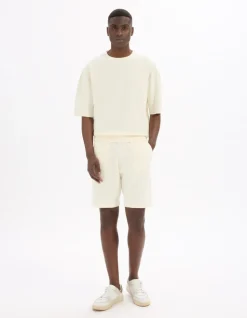 Boxy T-shirt met ronde hals in badstof - ecru