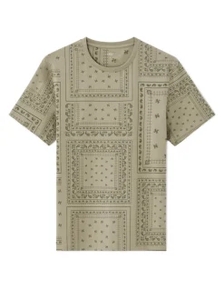 Boxy T-shirt met ronde hals en bloemenprint - laurier