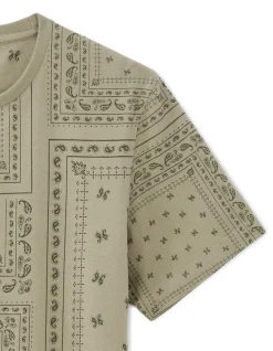 Boxy T-shirt met ronde hals en bloemenprint - laurier
