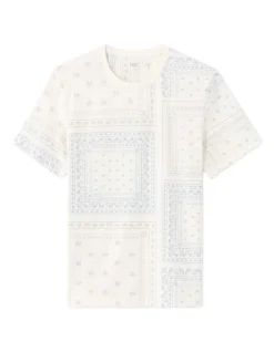 Boxy T-shirt ronde hals bloemenprint - wit