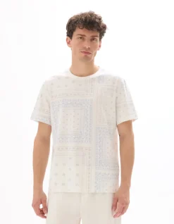 Boxy T-shirt ronde hals bloemenprint - wit
