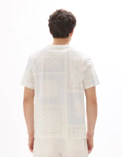 Boxy T-shirt ronde hals bloemenprint - wit