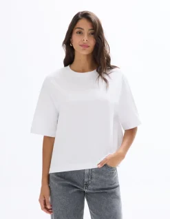 Boxy zwaar katoenen t-shirt - wit