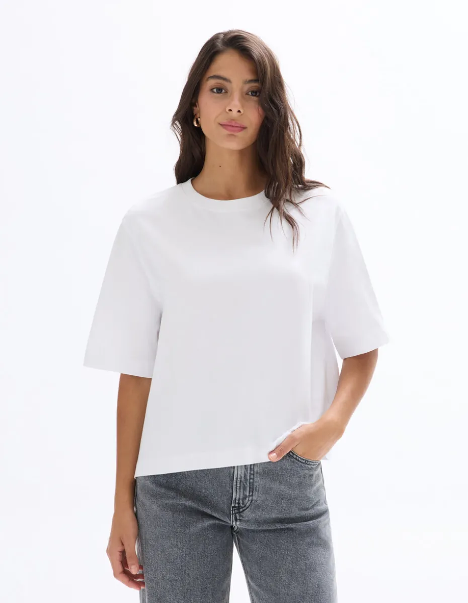 Boxy zwaar katoenen t-shirt - wit