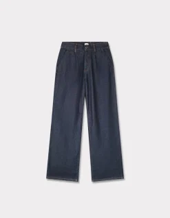 brede elastische taille jeans - raw