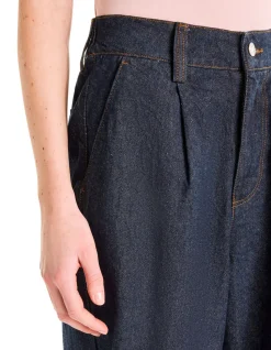 brede elastische taille jeans - raw