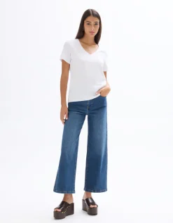 Brede enkellange jeans - blauw