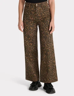 Broek met wijde enkel - luipaardprint