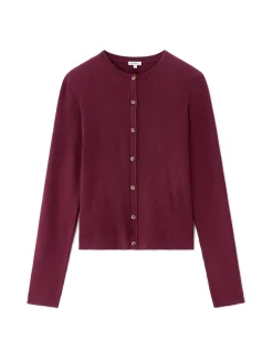Cardigan met lange mouwen en ronde hals - Paars