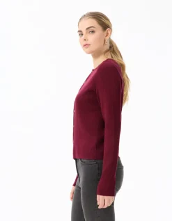 Cardigan met lange mouwen en ronde hals - Paars