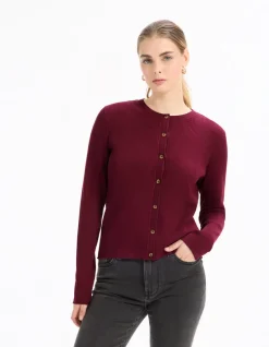 Cardigan met lange mouwen en ronde hals - Paars