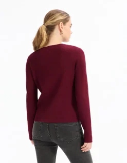 Cardigan met lange mouwen en ronde hals - Paars