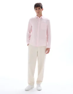 Casual regular fit overhemd 100% linnen - roze
