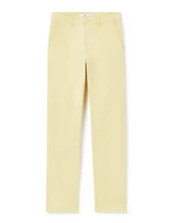 Chino broek straight 100% katoen stretch - geel
