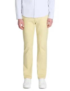 Chino broek straight 100% katoen stretch - geel