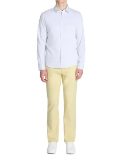 Chino broek straight 100% katoen stretch - geel