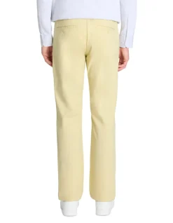 Chino broek straight 100% katoen stretch - geel