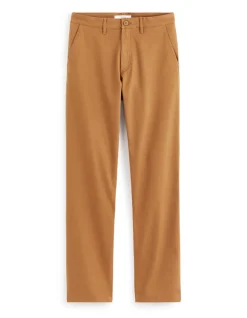 Chino straight broek van stretchkatoen - karamel