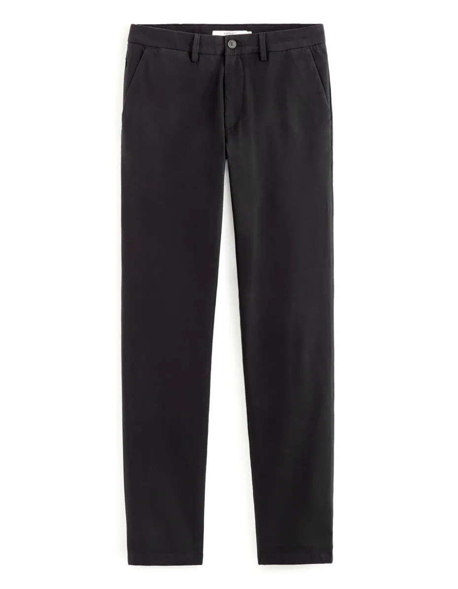 Chino straight broek van stretchkatoen - zwart